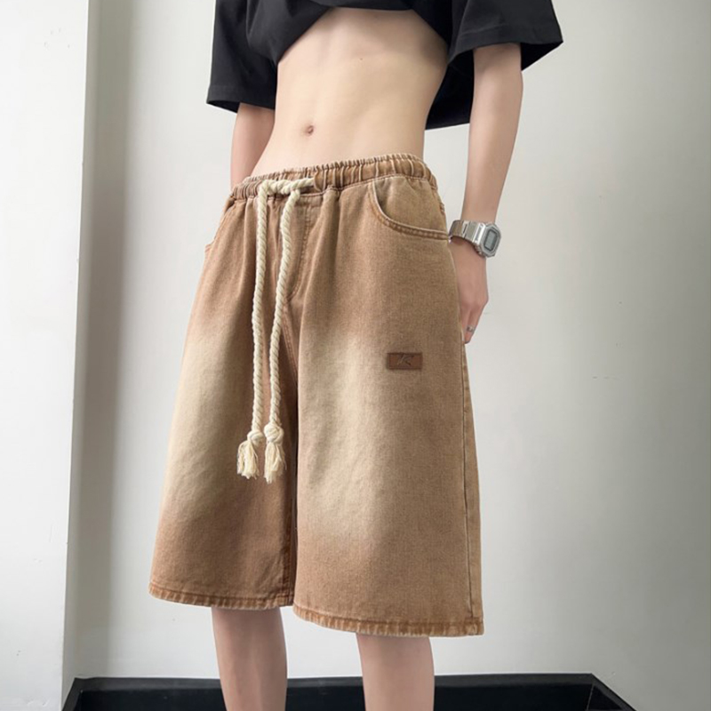 水洗抽绳牛仔短裤男夏季美式高街