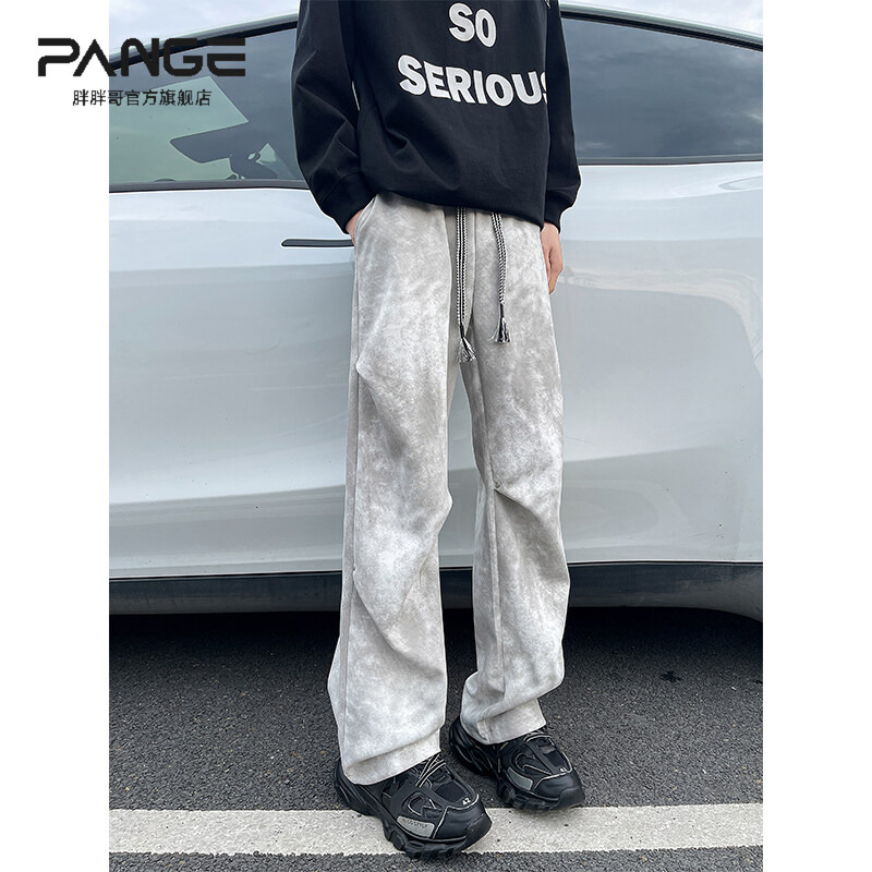 美式铆钉褶皱设计感扎染脏脏裤