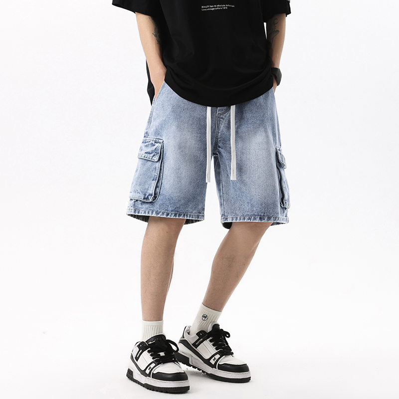 胖胖哥官方品牌宽松直筒牛仔短裤