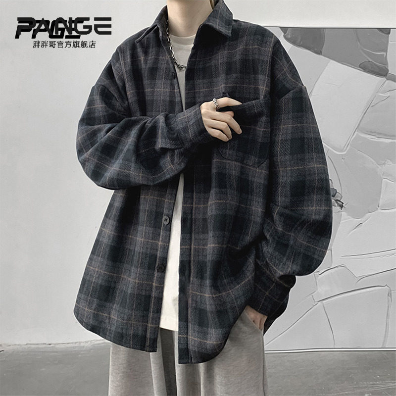 美式潮牌格子衬衫男春秋长袖内搭外套男2025新款复古休闲打底衬衣,男装,衬衫,淘宝优惠券,粉丝福利购,淘宝优惠卷