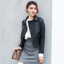意領皮衣女2019秋冬新款女士chic修身顯瘦韓版大碼短款小外套夾克