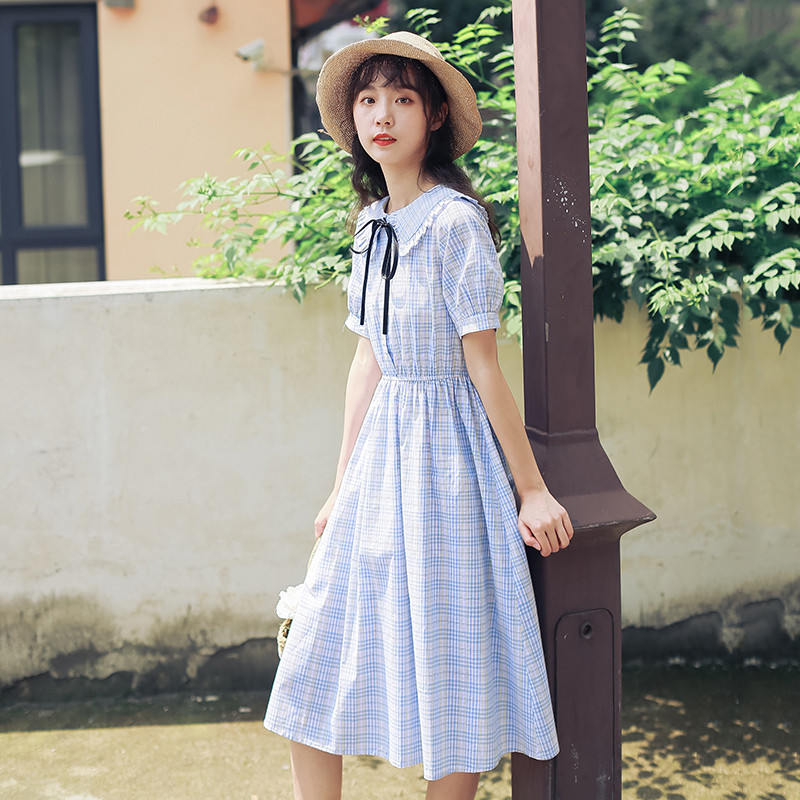 中学生连衣裙女夏韩版过膝长裙少女甜美可爱女装森系