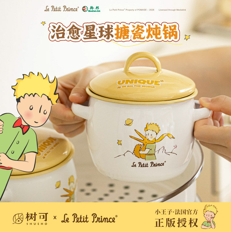 树可小王子炖盅隔水炖瓦罐汤专用盅罐一人食小带盖汤锅炖锅搪瓷锅