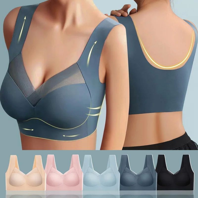 Women Tracless Breathable Sports Bra Inner Support Push Up
