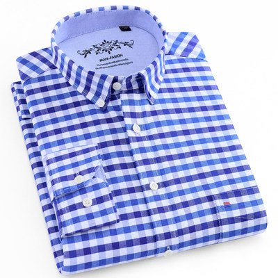 Men's Buttoned Down Full Sleeve Striped Checkered Oxford