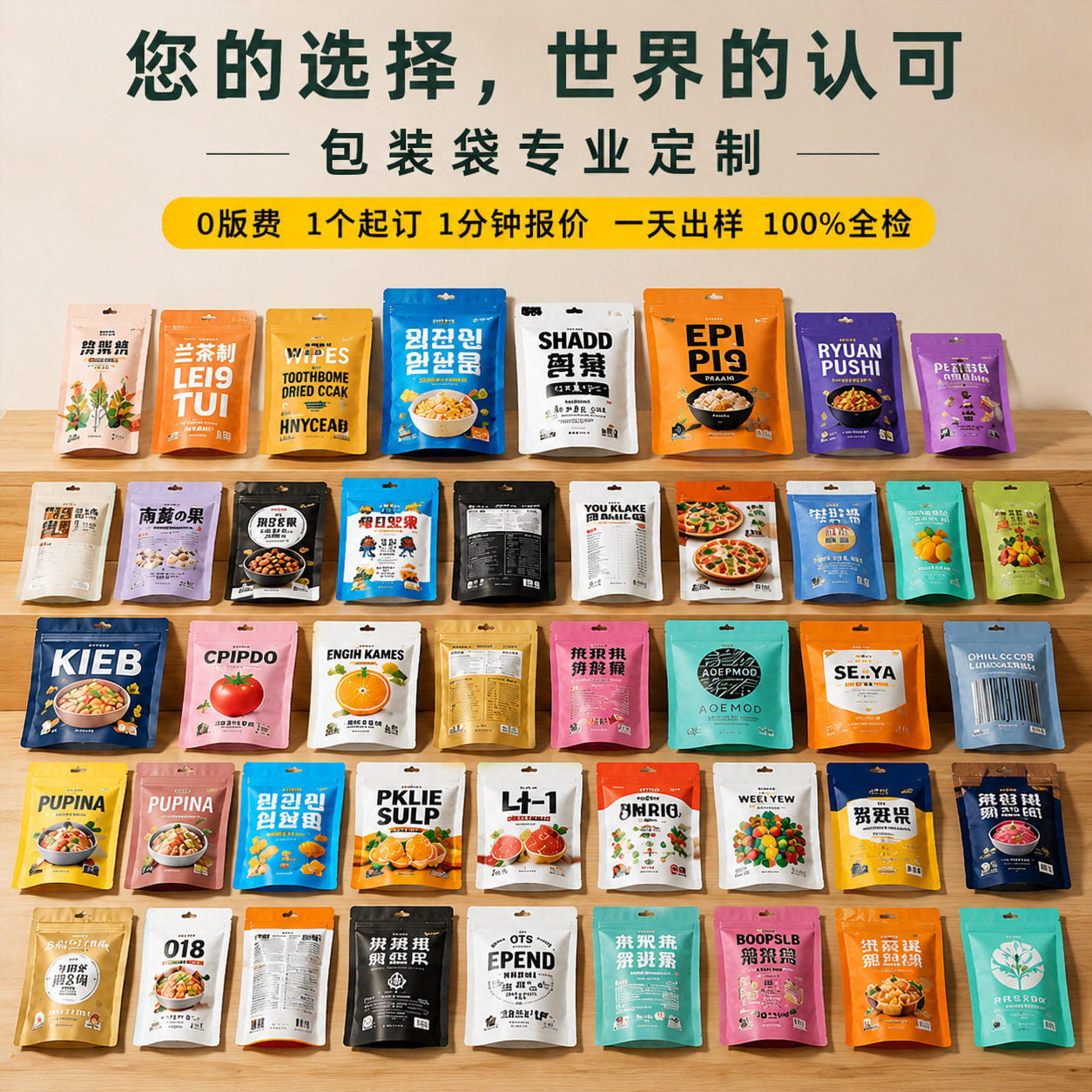 食品包装袋定制自立自封塑料袋夹链cpp pet复合铝箔袋子印刷logo
