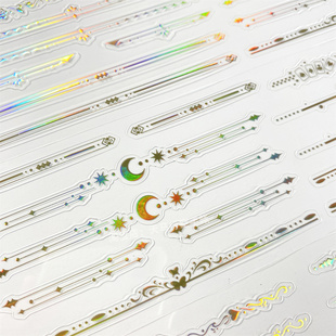 手帐分装胶带边边镭射金白河夜船文创场景月PET素材账手机壳贴纸