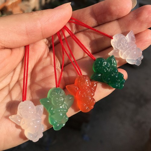 天然玉髓玛瑙爱神丘比特天使吊坠 宝宝儿童款守护神玉佩项链礼物