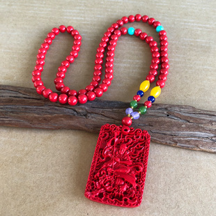 中国红朱砂伏虎罗汉挂件 悟惮十八罗汉米勒尊者吊坠 随身老虎达摩