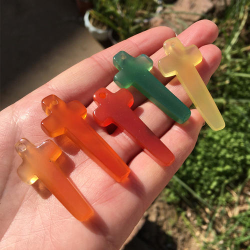 天然玛瑙玉髓十字吊坠 光面十架玉坠男女款吊坠项链可刻字