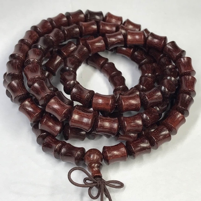赞比亚小叶紫檀手链 108颗血檀桶珠手串个性创意木质佛珠