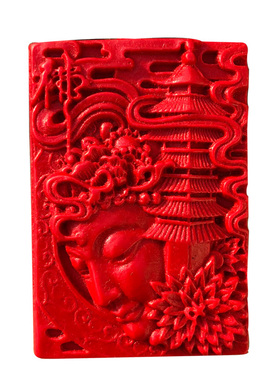 本命年镇宝塔吊坠 原色朱砂佛塔男女心中有佛挂件项链