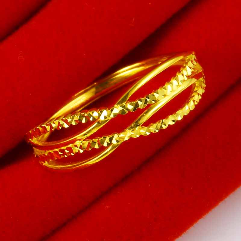 黄金戒指女款AU750真金戒子8字形简约9999足金送情人指环纯金