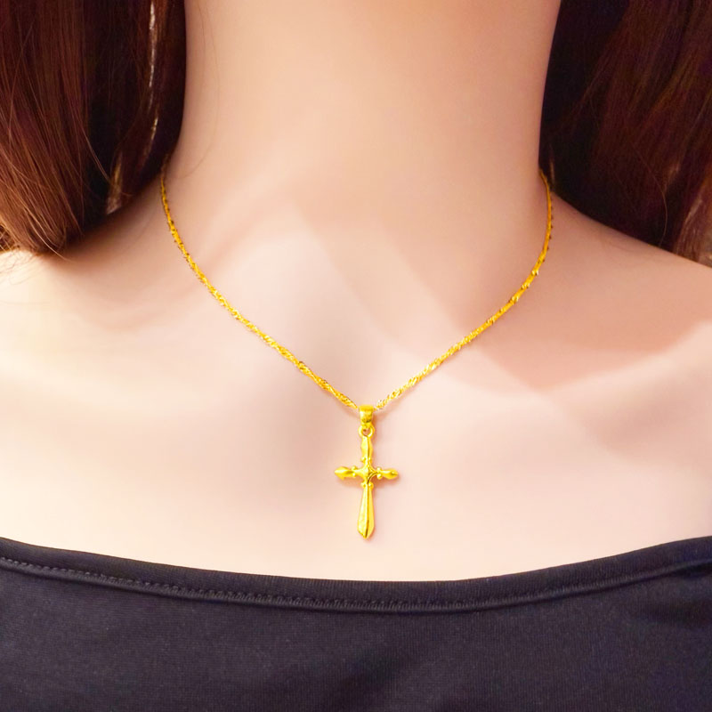 黄金项链吊坠9999足金女纯金饰品3D硬金坠子真金妈妈款按克重