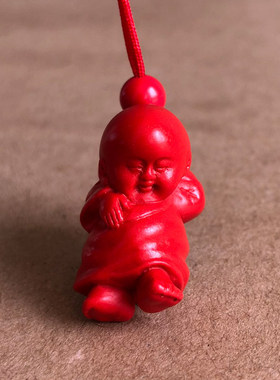 红朱砂一世无忧项链打牌赢钱稳赚弥勒佛吊坠男女娃娃随身戴扣