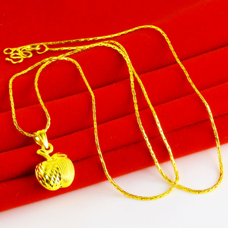 黄金项链吊坠男女款苹果纯金坠子9999足金套链素金首饰按克重