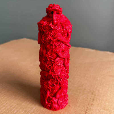 正红色朱砂九龙护主摆件九条龙戏珠桌面装饰摆台龙柱子玄关新家摆