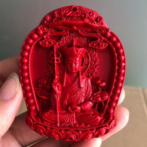 天然朱砂地藏菩萨像地藏王佛像吊坠本命佛释迦摩尼守护随身戴挂件