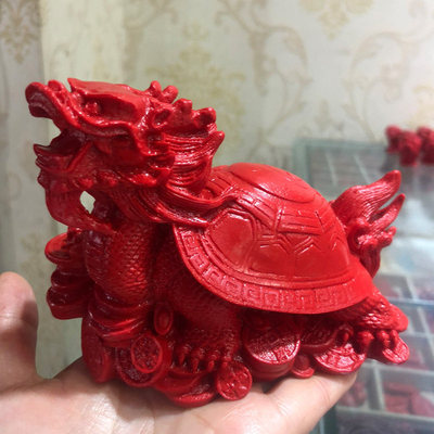 朱砂龙龟摆件八卦金钱龟龙头龟家居办公室装饰开业工艺品车上摆件