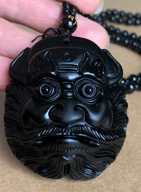 天师钟馗黑曜石吊坠项链男女诸事顺遂平安防坏人吉祥物霸气关羽挂