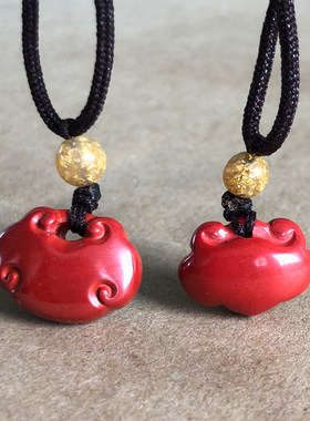 国色如意款项链吊坠真朱砂女友情侣小美女长久平安锁护身网红