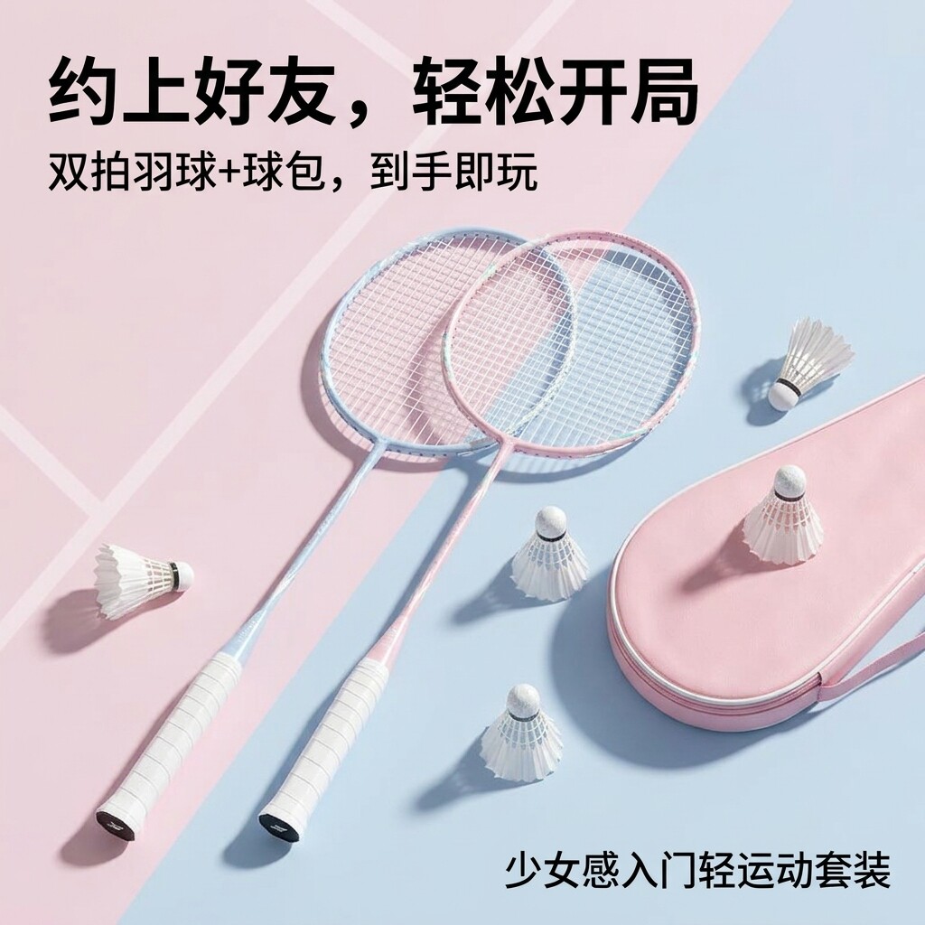 2026新款超轻全碳素纤维专业羽毛球拍女生成人单双拍儿童套装