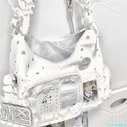 日系星星追星痛包女二次元单肩斜挎包大容量吧唧包书包娃包邮差*