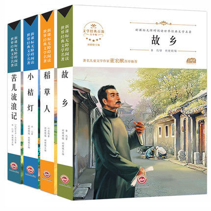 名著全套4册 鲁迅的书 故乡 六年级稻草人书叶圣陶 三年级四年级课外书青少年读 苦儿流浪记书籍 原著小桔灯 冰心初中生书