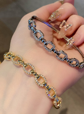 铜镀18k真金个性夸张网红首饰ins时尚轻奢气质感简约手镯女