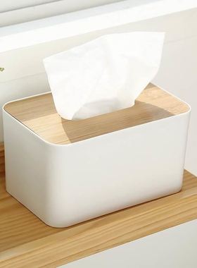 tissue box room paper storage napkin holder  收纳竹盖纸巾盒