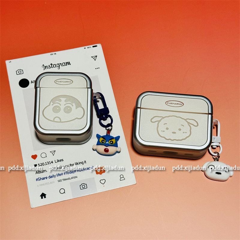 电镀小新小白airpods 4套四代保护壳airpodPro2适用苹果耳机套3代