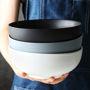 20cm ceramic black soup bowl large Japanese salad bowl