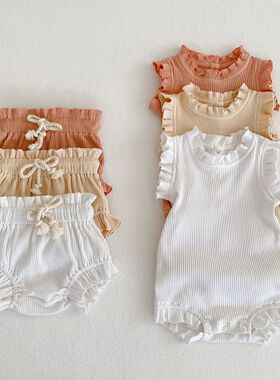 Summer Baby Girls Clothes Set Infant Ruffle Bodysuit Top PP