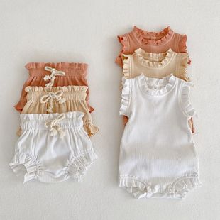 Summer Baby Girls Clothes Set Infant Ruffle Bodysuit Top PP