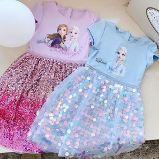 Kids Dress 2023 New Cotton Spring and Summer  Frozen Girls P