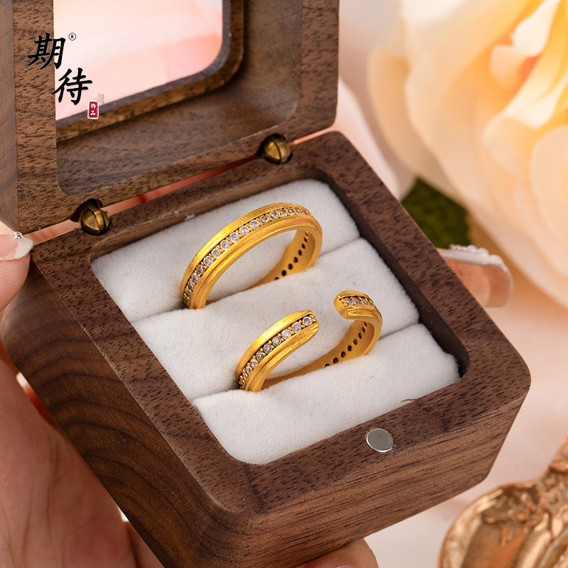 越南沙金不掉色时尚欧美感镶钻排钻戒指满天星指戒简约小众开口女