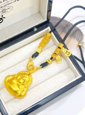 古法越南沙金新中式编绳佛公项链饰品国风轻奢毛衣链不掉色百搭