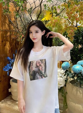 BV始源树神纯棉白色落肩直喷T恤