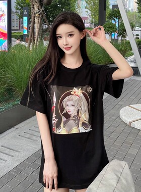 元气14-武-梨花枪黑色纯棉T恤