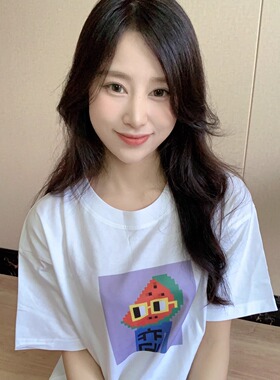 NOUNS#1799纯棉白色落肩直喷T恤