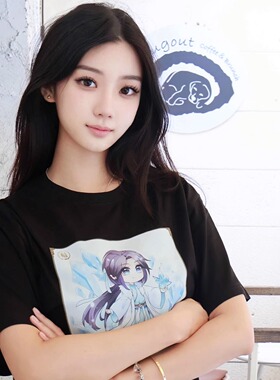 “稻小侠”系列Q版#32黑色纯棉T恤