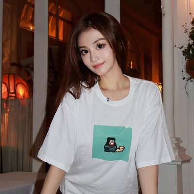 呆头猩#A0479白色纯棉T恤