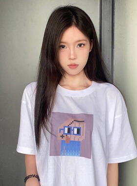 NOUNS#1794纯棉白色落肩直喷T恤