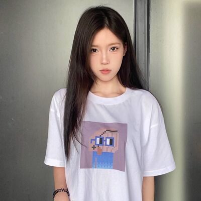 NOUNS#1794纯棉白色落肩直喷T恤