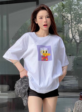 NOUNS#0505纯棉白色落肩直喷T恤