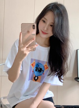 NOUNS#0230纯棉白色落肩直喷春夏男女短袖T恤