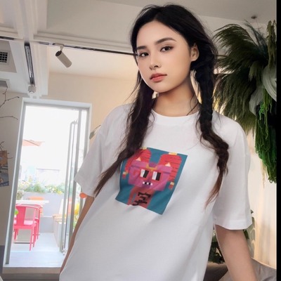 NOUNS#1568纯棉白色落肩直喷T恤