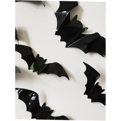 16pcs Halloween 3D black bat Wall Stickers Halloween party