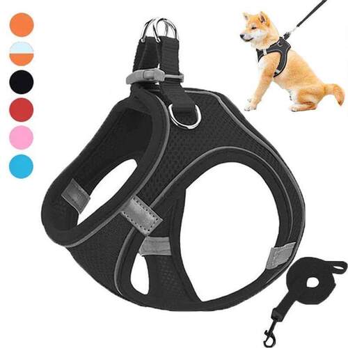 Pet dog harness and leash set reflective breathable harness