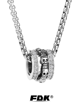 骷髅头转运珠项链男潮高级感